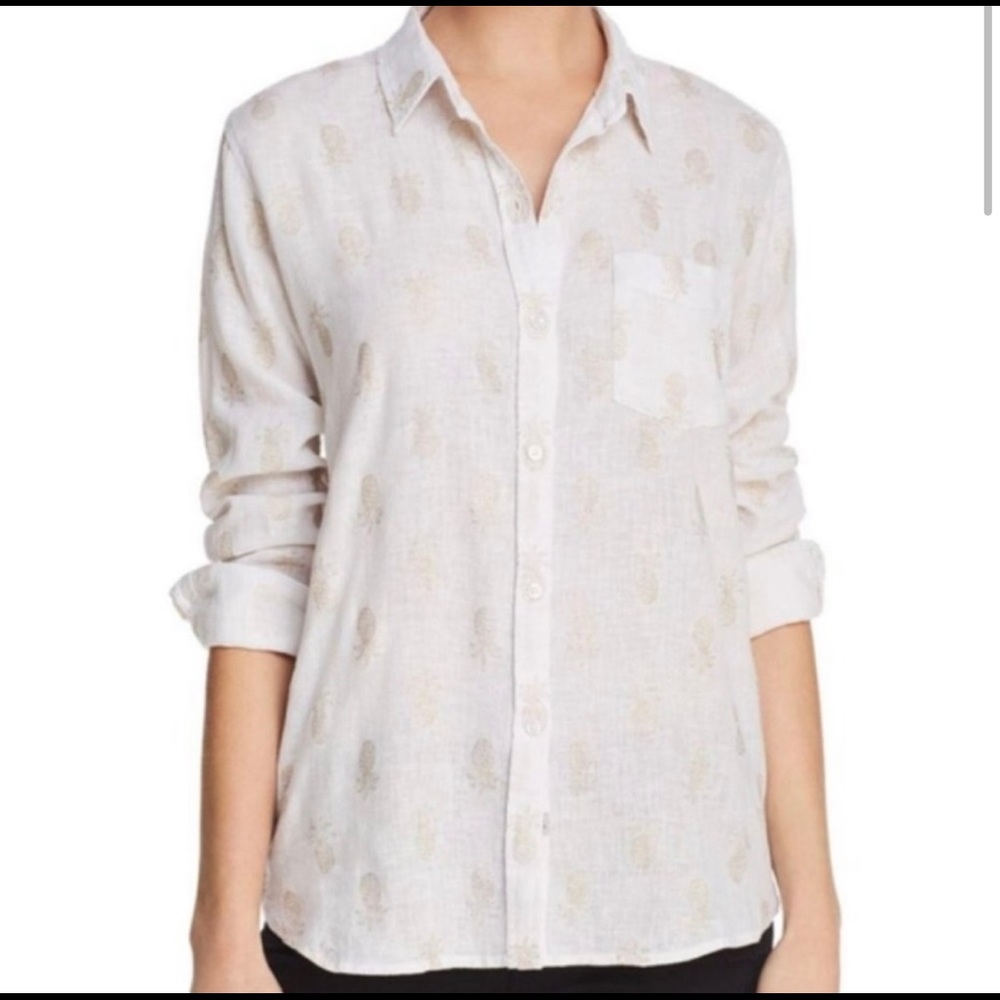 Rails gold foil pineapple linen button down shirt L